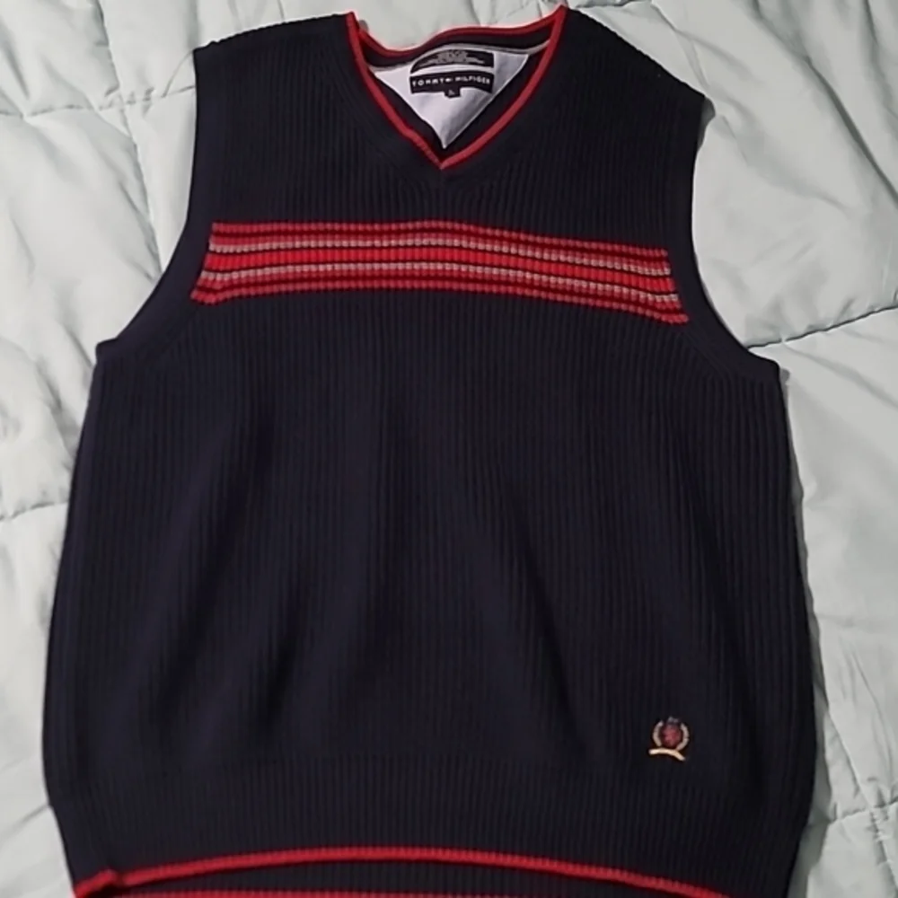 Tommy Hilfiger Knitted Dark‎ Blue Sweater Vest. 100% Cotton Men's (L)